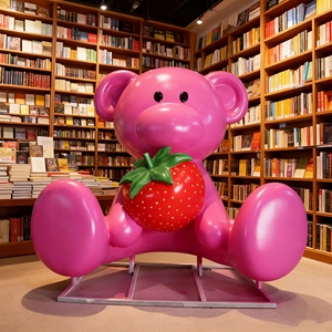 CS053 Adornos de Mascota para Tiendas, Escultura Artística de Oso de FRP Personalizada, Estatua de Dibujos Animados de Tamaño Real para Decoración de Entrada de Tiendas y Parques - Product Image 4