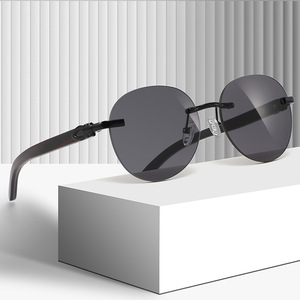 แว่นกันแดดไร้กรอบสำหรับทุกเพศ เลนส์พีซีสีดำ ป้องกันรังสียูวี 400 สำหรับกันแดดและแฟชั่นการเดินทาง - Product Image 2