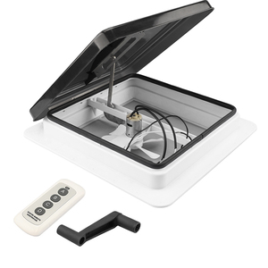 14 "RV tetto di sfiato con telecomando per rimorchio <span class=keywords><strong>Camper</strong></span> universale bianco coperchio del tetto di sfiato con 12V ventola di sfiato 6" lame coperchio bianco - Product Image 1