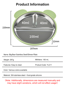 Assiettes d'apprentissage en acier inoxydable 304 avec ventouse, anti-fuite et faciles à nettoyer pour bébés - Vente en gros à chaud - Product Image 2