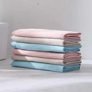 Serviette professionnelle à double bordure pour nettoyer les miroirs, les fenêtres et l'acier inoxydable, bleu-gris et rose - Product Image 6