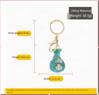 Porte-clés en cristal avec strass étincelants, signe dollar, pendentif pour voiture et sac à main, breloque porte-bonheur et porte-fortune
