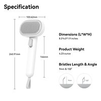 Brosse démêlante OEM ODM pour animaux de compagnie, facile à nettoyer, avec bouton de dégagement, pour l'élimination des poils de chats et chiens à poils longs ou courts
