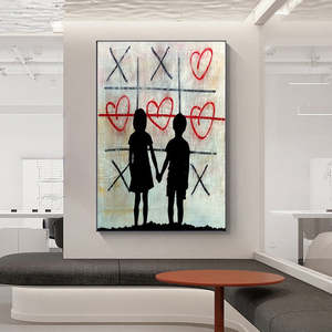 <span class=keywords><strong>Graffiti</strong></span> Wall LOVE Art Pictures Boy and Girl Street Art Posters lienzo pintura para sala de estar decoración del hogar - Product Image 5