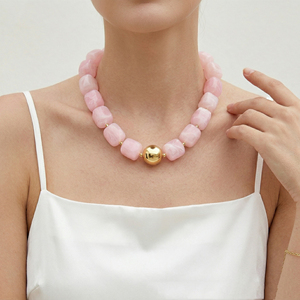 Kalung Manik Akrilik Besar Chunky, Kalung Choker Manik-Manik Warna-Warni Boho untuk Wanita, Perhiasan Buatan Tangan Musim Panas - Product Image 1
