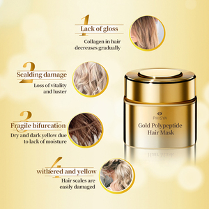 Label Masque pour cheveux au collagène polypeptidique en or 24 carats Masque pour cheveux de salon professionnel pour réparer les cheveux - Product Image 3