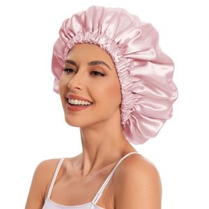 Gorros de Ducha de Lujo Reutilizables, Impermeables, de Una Sola Capa, de Tela Satén Ecológica de Alta Calidad con Logotipo Personalizado para Mujer, Elásticos - Product Image 4