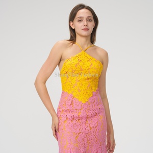 เดรสยาวลำลองแฟชั่นใหม่สำหรับผู้หญิง ฤดูร้อน สายเดี่ยว ดีไซน์หรูหรา แต่งผ้าลูกไม้ลายดอกไม้ ระบายอากาศได้ดี แขนกุด เซ็กซี่ - Product Image 5