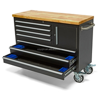 Coffre à outils de garage robuste en acier inoxydable de 48 pouces à 7 tiroirs sur roulettes avec prise de courant, armoire de rangement personnalisable OEM