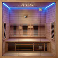Salle de sauna infrarouge lointain résidentielle et commerciale avec porte en verre trempé de 8 mm, kit en bois de pruche 1500/1800x1000x2000mm
