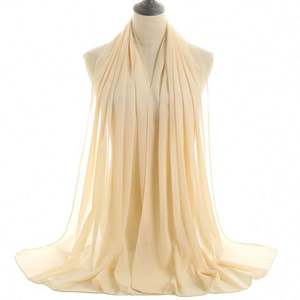 Foulard Hijab en Mousseline de Soie et Tissu Seersucker Perlé Uni en Polyester pour Femme, 50*180cm, Haute Qualité, Prix Bas, Idéal pour l'Exportation - Product Image 2