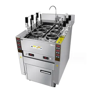 Noodles Cooker Suppliers 6 Heads Automatic Lift-up Gas Noodle Cooker Commercial Boiler Pasta