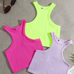 T-shirt court de sport pour femme en nylon, à col montant, anti-transpiration, sans traces, séchage rapide, style I-beam, tendance - Product Image 5