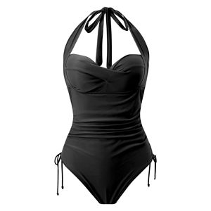 Maillot de bain une pièce pour femmes, couleur unie, violet vin, pour sports aquatiques - Product Image 4