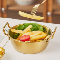 Bol à soupe et salade en acier inoxydable 304 de conception coréenne, avec doubles poignées, mini-coupelle à collation en métal poli pour fêtes, riz et aliments, usage commercial