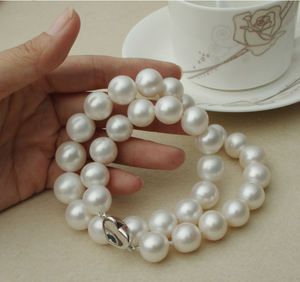 Dây chuyền ngọc trai Edison, dây ngọc trai nước ngọt tự nhiên, ngọc trai trắng tròn cỡ lớn 12-15mm, không khóa - Product Image 3