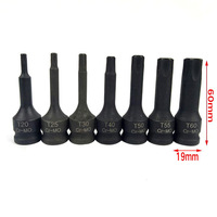 Juego de enchufes de impacto de aire Torx Bit de controlador 1/2 métrico de 7 piezas