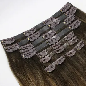 Clip dans l'extension de cheveux 100% cheveux humains Double clip sans couture dessiné dans l'extension de cheveux humains