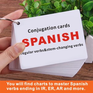 Cartes d'apprentissage populaires pour verbes réguliers et verbes à affixes, avec anneau métallique, tableaux de verbes AR/ER/IR pour étudiants et débutants - Product Image 1