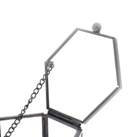 Boîte à alliances en verre transparent hexagonale de luxe avec logo personnalisé, organisateur de bijoux géométrique avec fermeture à bouton