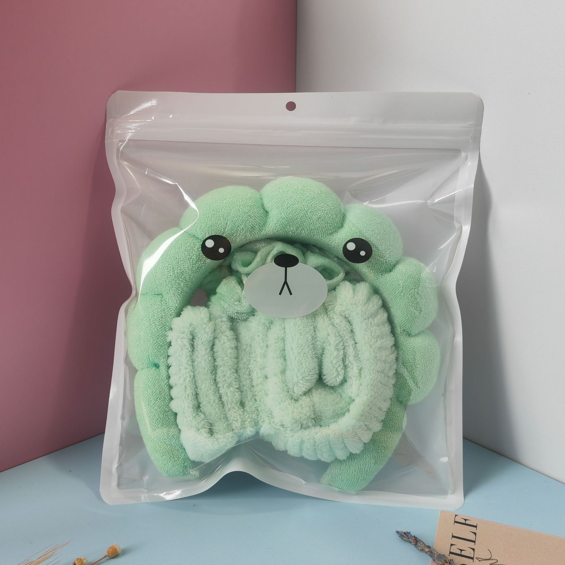 Ensemble de 6 élastiques à cheveux en velours vert, sac à fermeture éclair