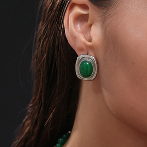 Myneck Factory Premium Stock 18K Chapado en oro Acero inoxidable 2024 <span class=keywords><strong>Santiago</strong></span> Accesorios para mujeres Pendientes de aro de piedra vintage - Product Image 1