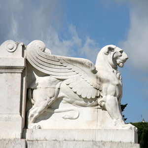 Gran tamaño mármol blanco león con alas estatua - Product Image 6