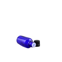 Flacon compte-gouttes en verre bleu cobalt de 30 ml avec bouchon en plastique pour huiles essentielles, désinfectant pour les mains, sérum, crème, sérigraphié, scellé, 1 oz