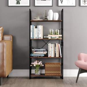 Estantería <span class=keywords><strong>Vintage</strong></span> de 4 niveles, organizador de almacenamiento, aspecto de madera moderna, marco de Metal con acento, muebles para el hogar y la Oficina - Product Image 3