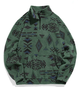 Chaqueta de Invierno de Estilo Étnico Retro, Holgada, Informal, con Estampado Geométrico, de Manga Larga, con Cierre y Aislamiento Térmico - Product Image 4
