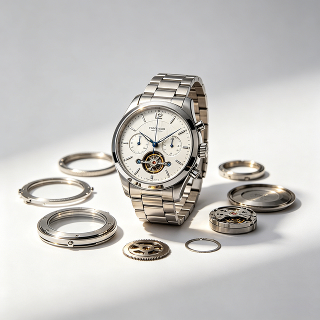 Polished CNC Machined Stainless Steel Watch Case High Precision OEM Custom for Mechanical Wrist Watch