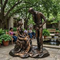 Statue de couple romantique en bronze antique pour jardin de villa, paysage floral, sculpture en bronze