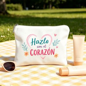 Bolsa de cosméticos con estampado de corazones y eslogan positivo, bolsa de cosméticos para mamá, hijas, amigas, regalos ideales para viajes, cumpleaños - Product Image 6