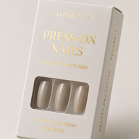 Boîte en carton recyclé écologique pour faux ongles, boîte rigide estampillée or, biodégradable, avec doublure en éponge haut de gamme
