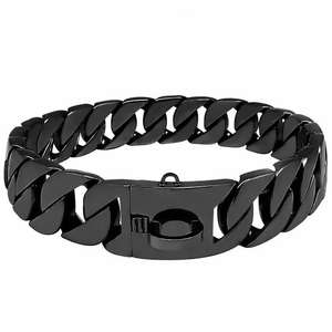 高品質ステンレス製大型犬用ハーネス、高級感あふれるイリュージョンメッキキューバンリンクチェーン、名入れブルドッグ用首輪リボン - Product Image 4