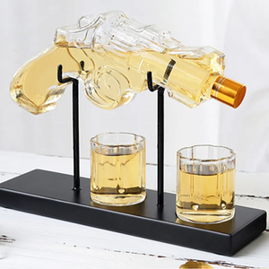 Tequila Vodka licor vidrio pistola revólver pistola whisky vasos conjunto decantador botella dispensador con 2 vasos de chupito - Product Image 2