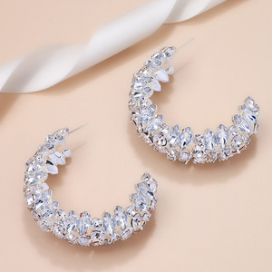 Orecchini da Donna all'Ingrosso, Orecchini Rotondi alla Moda con Diamanti d'Acqua, Accessori da Strada per Aste, Orecchini da Donna - Product Image 4
