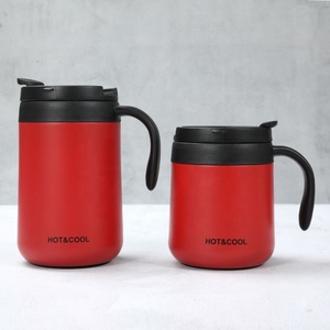 Mug de voyage isotherme en acier inoxydable 304 avec poignée, anti-fuite pour le bureau, tasse à eau en acier inoxydable avec couvercle - Product Image 2