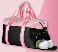 Grand sac de sport en bâche rose écologique premium, sacs de sport à impression personnalisée avec compartiment à chaussures à impression personnalisée