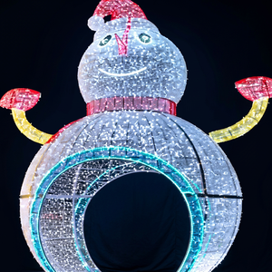 Sculpture de bonhomme de neige en LED 3D imperméable pour l'extérieur, motif lumineux pour la décoration des parcs et des fêtes - Product Image 1