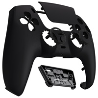 EXtremeRate Luna Coque avant noire personnalisée redessinée au toucher doux pour la réparation de la manette PS5, pièces de rechange et accessoires