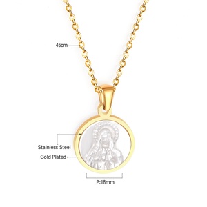 Collar de Acero Inoxidable al por Mayor, Barato, con Colgante de Oro, Joyería para Hombre, Collar Religioso Chapado en Oro de 18K VPD con Concha - Product Image 6