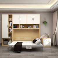 Meuble intelligent horizontal gain de place sur mesure, lit mural pliable invisible Murphy avec armoire