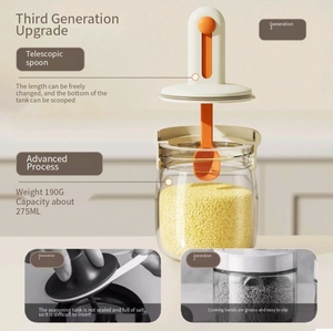 <span class=keywords><strong>Set</strong></span> Stoples Penyimpanan Rumah Tangga Kaca dengan Tutup Sendok Retraktil Anti Lembab Kapasitas Besar Wadah Bumbu Mewah untuk Penggunaan Dapur - Product Image 5