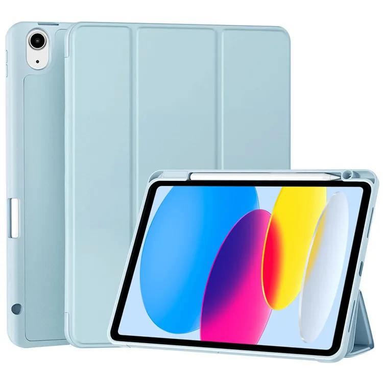 Trifold Folio מתקפל Stand מחזיק עט Slim TPU עור Tablet מקרה עבור אפל iPad 10 2022 10.9/אוויר 5 / iPad פרו 11 2022