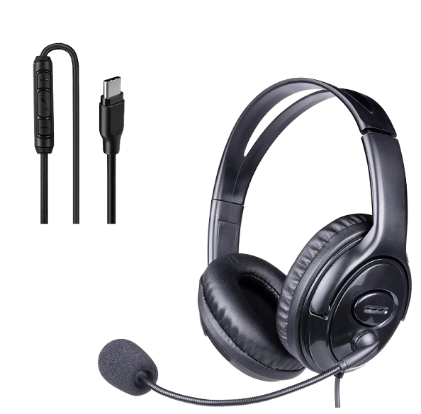 Wired Conference Headphone Business Leather Helmet USB Call Center Headset Microphone Noise Reduction Mobile Phone JL Travel