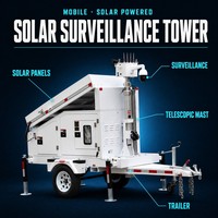 Tour d'éclairage de sécurité portable à énergie solaire avec lumières LED rotatives et CCTV intégré, tour mobile hors réseau