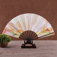 Éventail pliant en bambou de 28 cm, imprimé sur mesure, bord laqué, accessoire de danse portatif