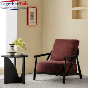 Fauteuil individuel moderne, petit fauteuil de balcon, élégant et confortable, en tissu et métal, pour salon - Product Image 6