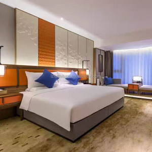 Cheap Hotel <b>Bed</b> for 3 Star Hotels Wood Grain Melamine King <b>Queen</b> <b>Size</b> <b>Bed</b> <b>Frame</b> with Bedside Table - Product Image 6